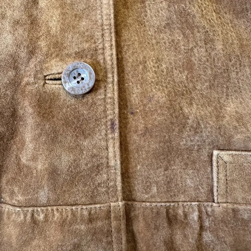 Vintage St Johns Bay Womens XL Suede Leather Jacket Brown Western Boho Coat - Picture 4 of 7